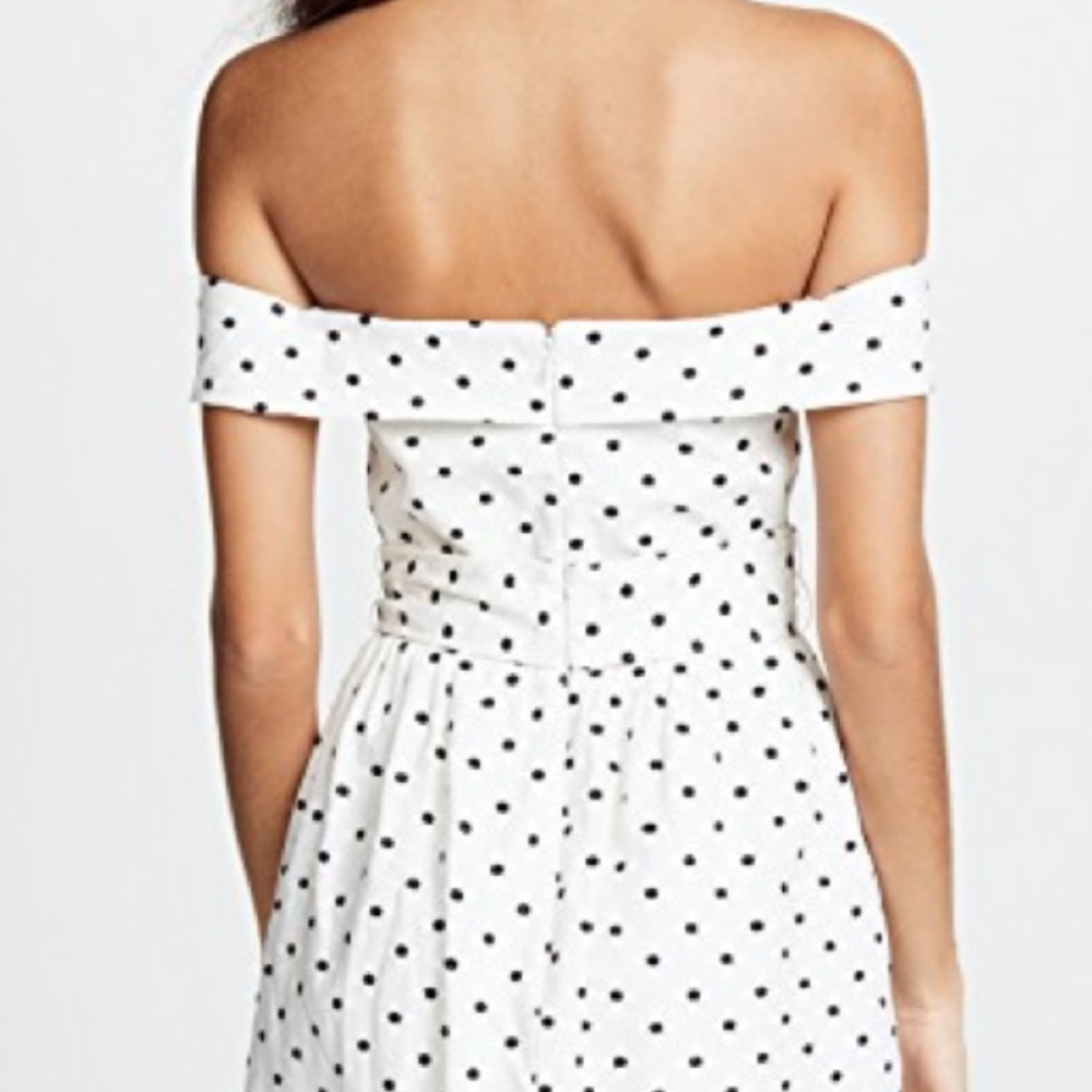 NWT WAYF Polka Dot, Cutout, Off-the-Shoulder, Linen Blend, Minidress Size SMALL - Picture 2 of 8